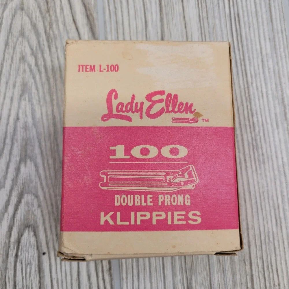 Lady Ellen Klippies Double Prong Metal Hair Clips L-100 Box Salon About 80 1960s
